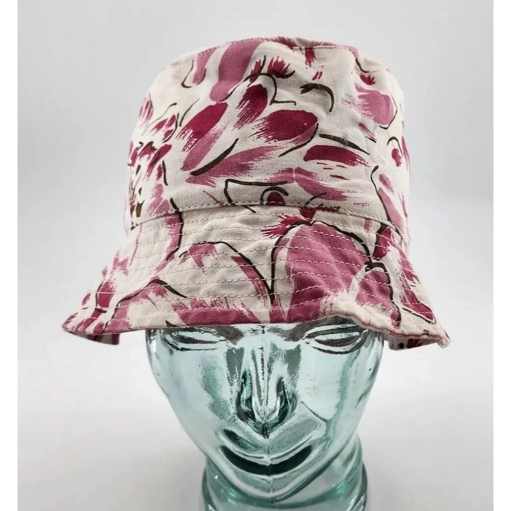 Graham Kandiah New York Women's Canvas Bucket Hat Pink Floral Cotton Size Medium